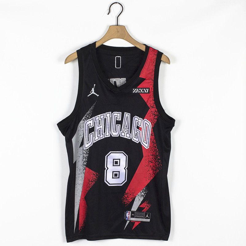 Men Chicago Bulls 8 Lavine Black Championship Commemorative Edition NBA Jersey